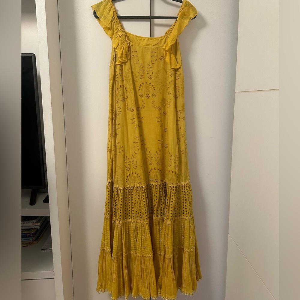 Mustard Yellow Ruffled Off the Shoulder Sundress